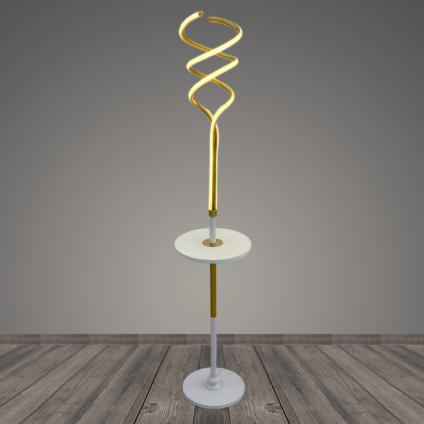 Торшер со столиком 10044 WT+GD белый+золото 1х40W LED h1520, BTH